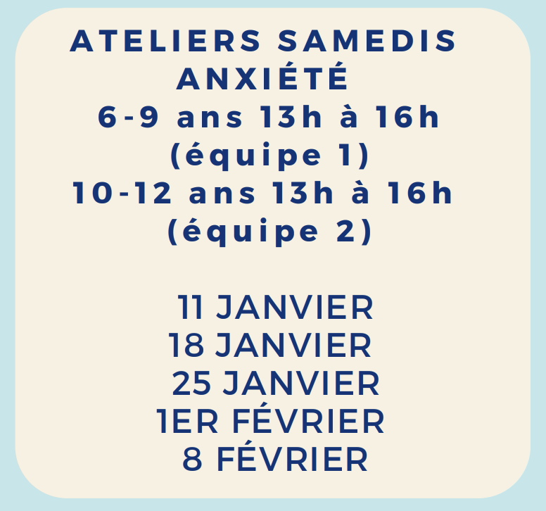 Ateliers Samedis Anxiété